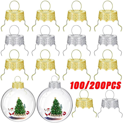 Round Christmas Ornament Caps & Hanger Strings (50-200 Pack)