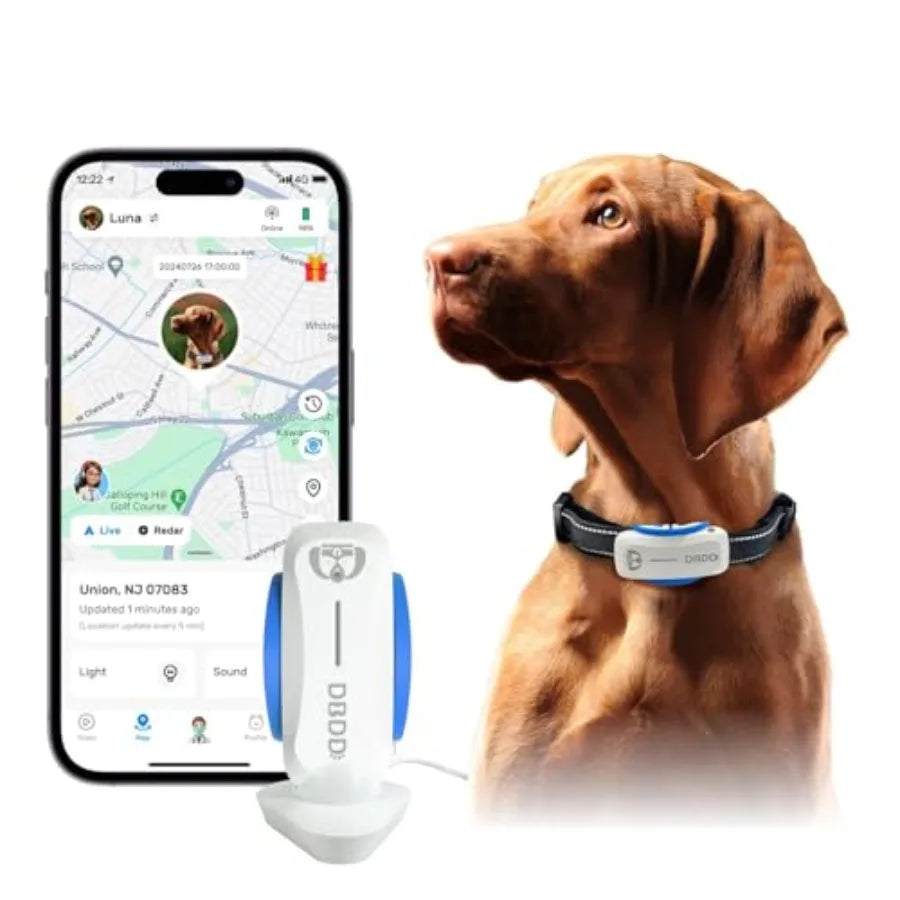 AI GPS Tracker for Dogs 30lbs+ with Electronic Fence & Health Assistant