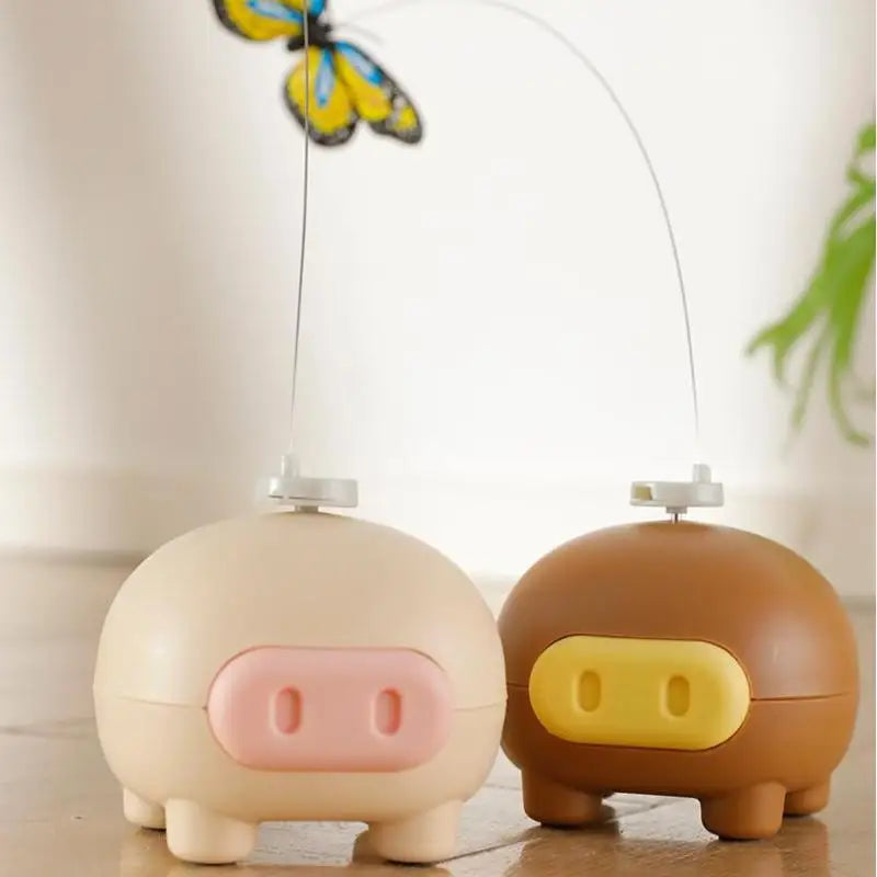 Electric Rotating Cute Pig & Butterfly Cat Teaser Toy — Intelligent Auto-Spinning Interactive Toy