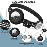 AirTag Cat Collar with Reflective Strip & QR Tag — Adjustable, Weather-Resistant Fit