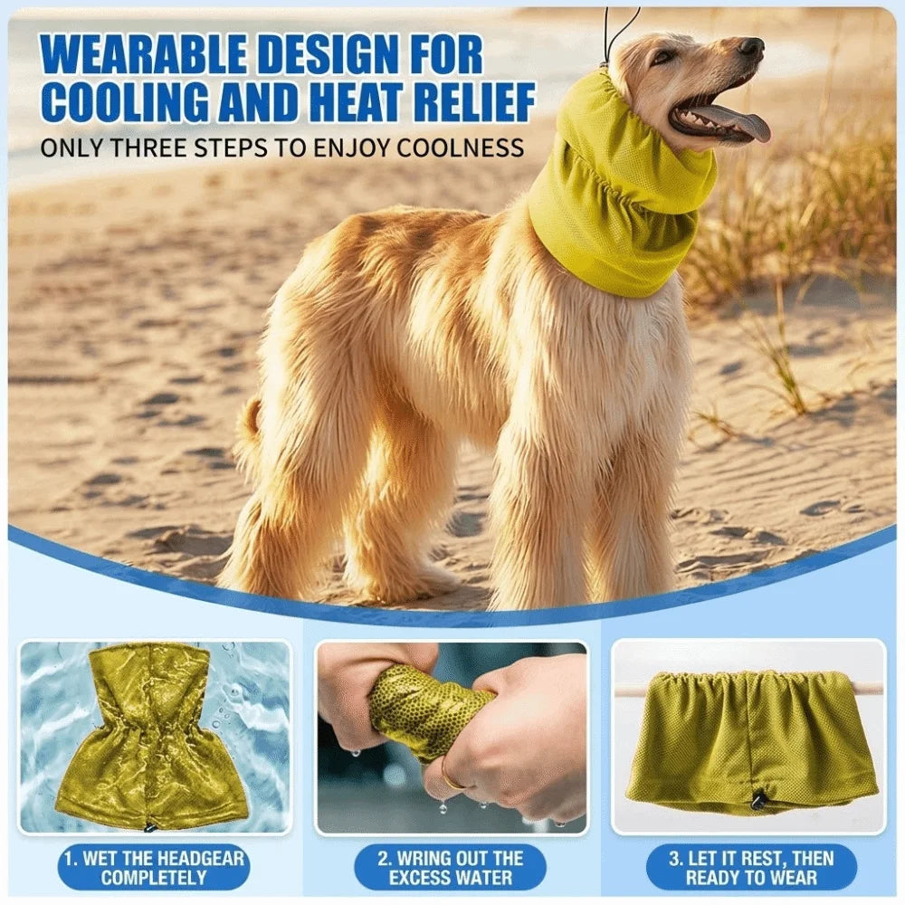 Dog Cooling Head Cover Snood (Elastic Mesh, Quick-Dry, Summer)