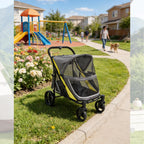 All-Terrain Easy-Fold Pet Wagon for Large & Medium Dogs with One-Foot Brake & Air Mesh