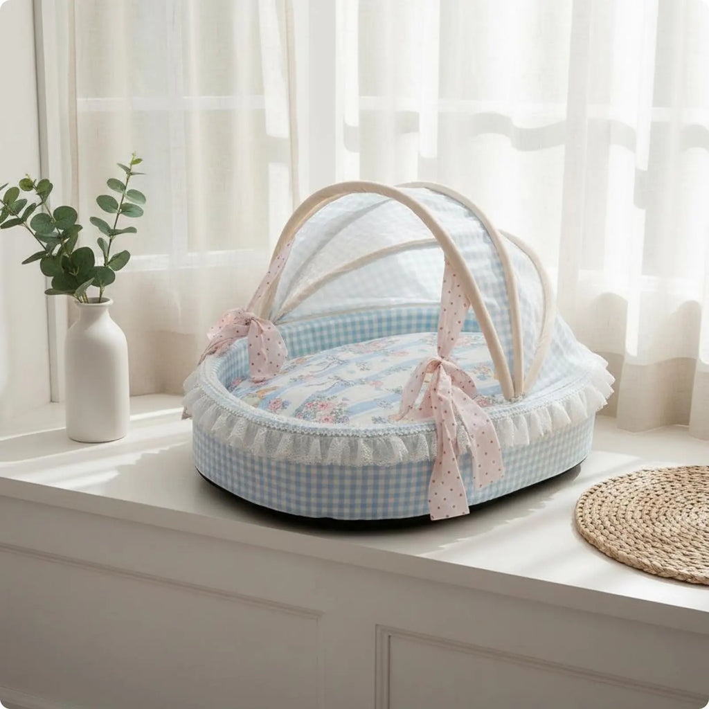 Princess-Style Semi-Enclosed Cat Bed Cradle