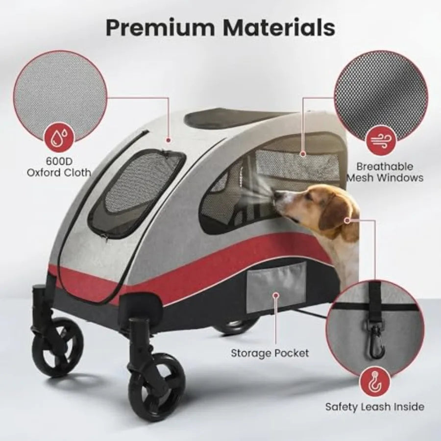 Large Dog Pet Stroller with Breathable Mesh & Smooth Rolling Wheels for Large Dogs
