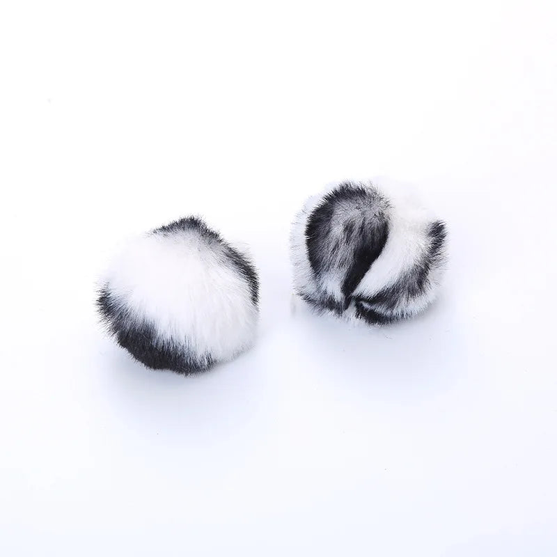 3-Pack Leopard Print Furry Chew Ball Cat Toys — Soft Interactive Teething Balls for Kittens