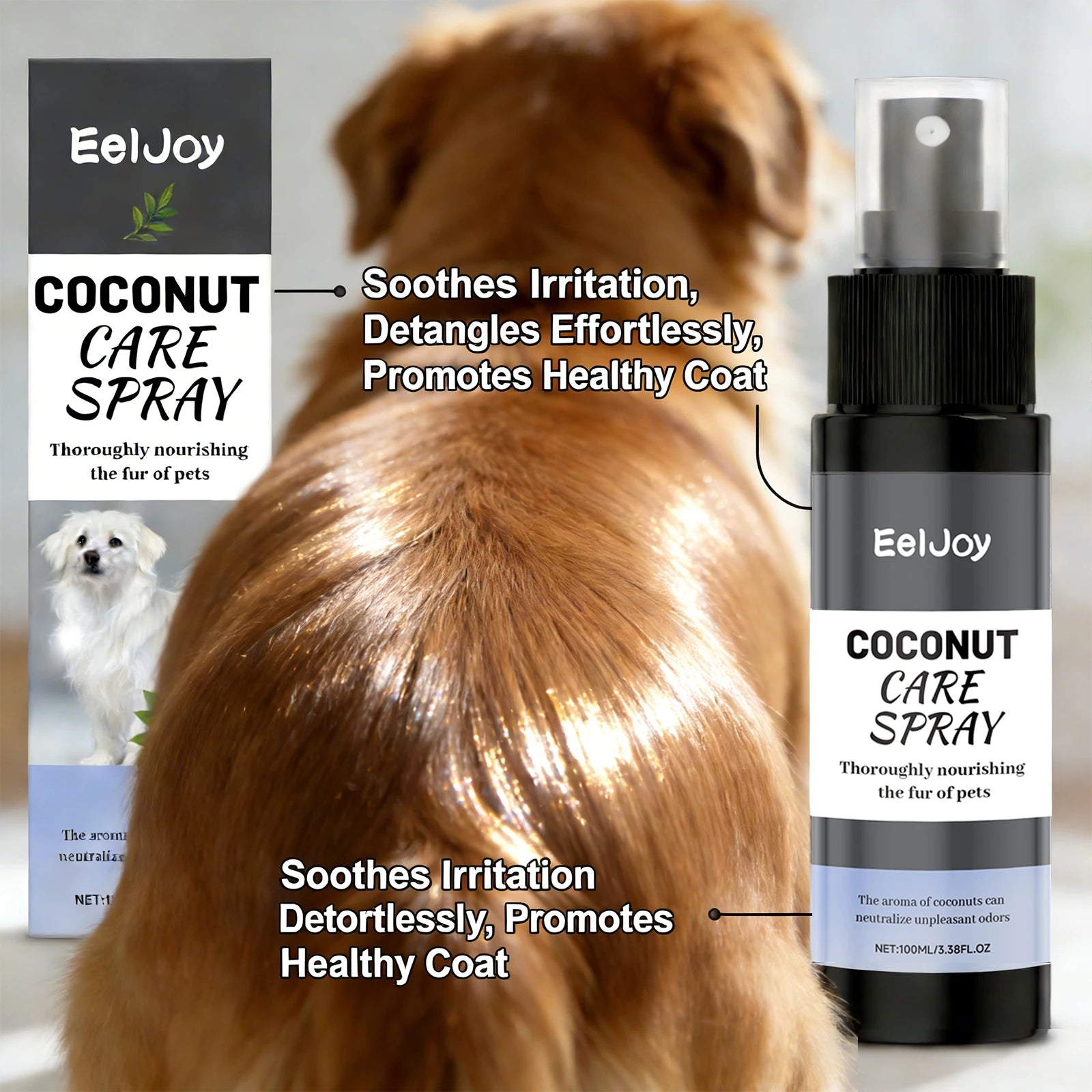 Coconut Pet Grooming Spray — Nourishing Fur Shine & Odor Control