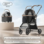 Lightweight Foldable Pet Stroller with Detachable Carrier for Small Dogs & Cats — Portable Walking Cart