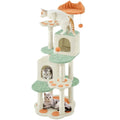 Paw-Shaped Plush Cat Tree with Condos (58in)