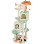 Paw-Shaped Plush Cat Tree with Condos (58in)