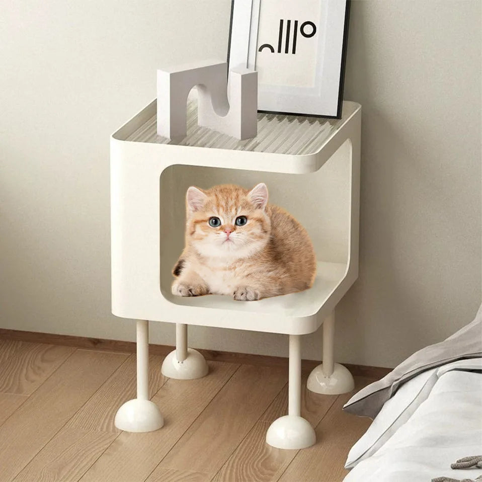 Cream-Style Pet Bedside Table & Kennel for Small Pets