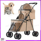 Foldable Lightweight Pet Stroller for Cats & Small Dogs with Safety Belt — Portable Outdoor Carrier