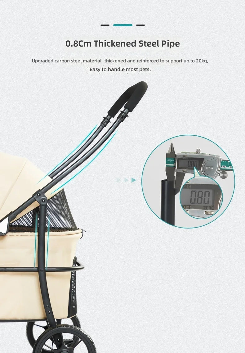 Foldable Detachable Lightweight Portable Pet Stroller Carrier for Small & Medium Dogs & Cats