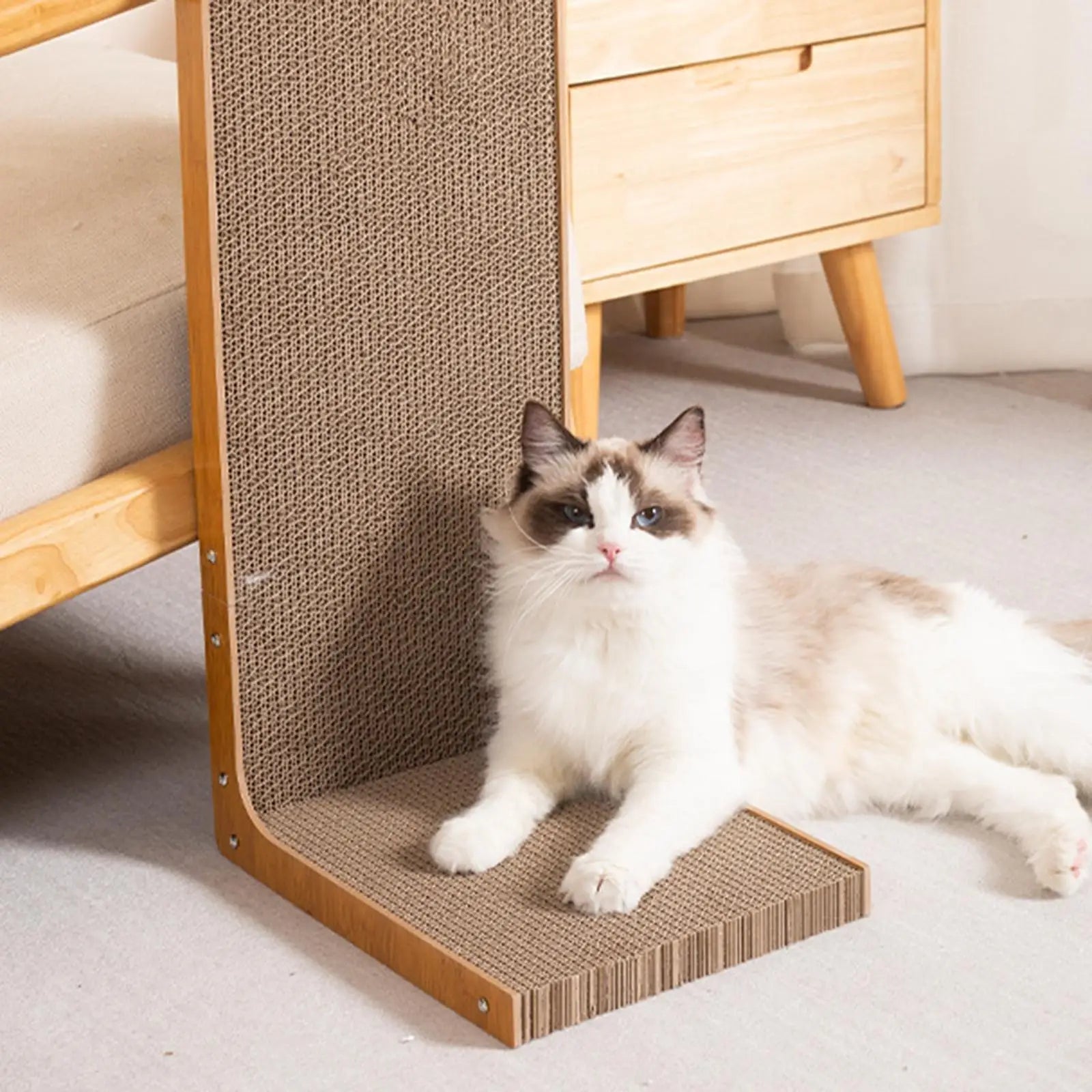 Large Cardboard Cat Scratcher & Nest Bed — Full-Stretch Scratch Pad