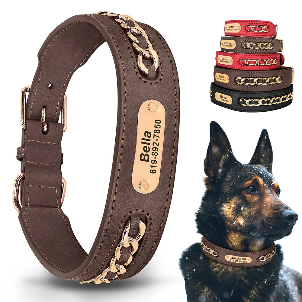 Custom Engraved Leather Dog Collar