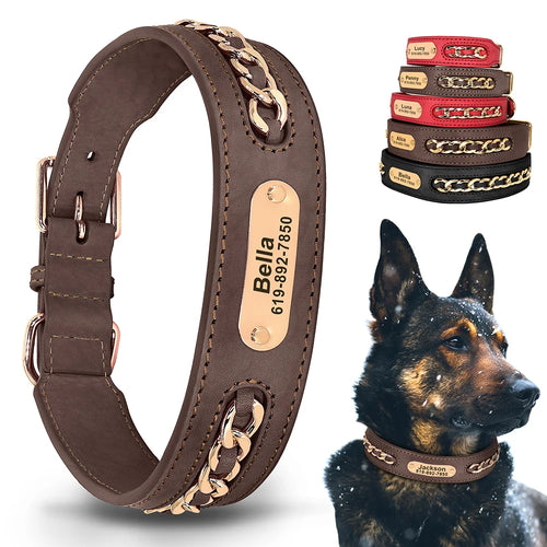 Custom Engraved Leather Dog Collar