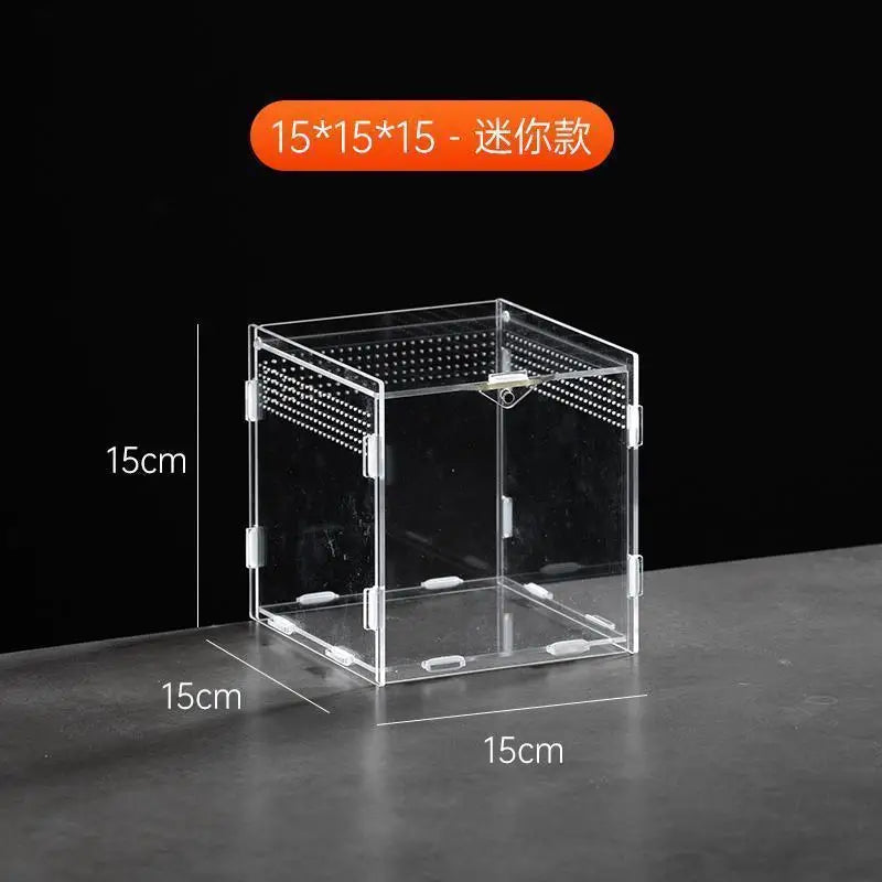 Stackable Acrylic Reptile Feeding Box — Buckle-Splicing Habitat for Small Pets