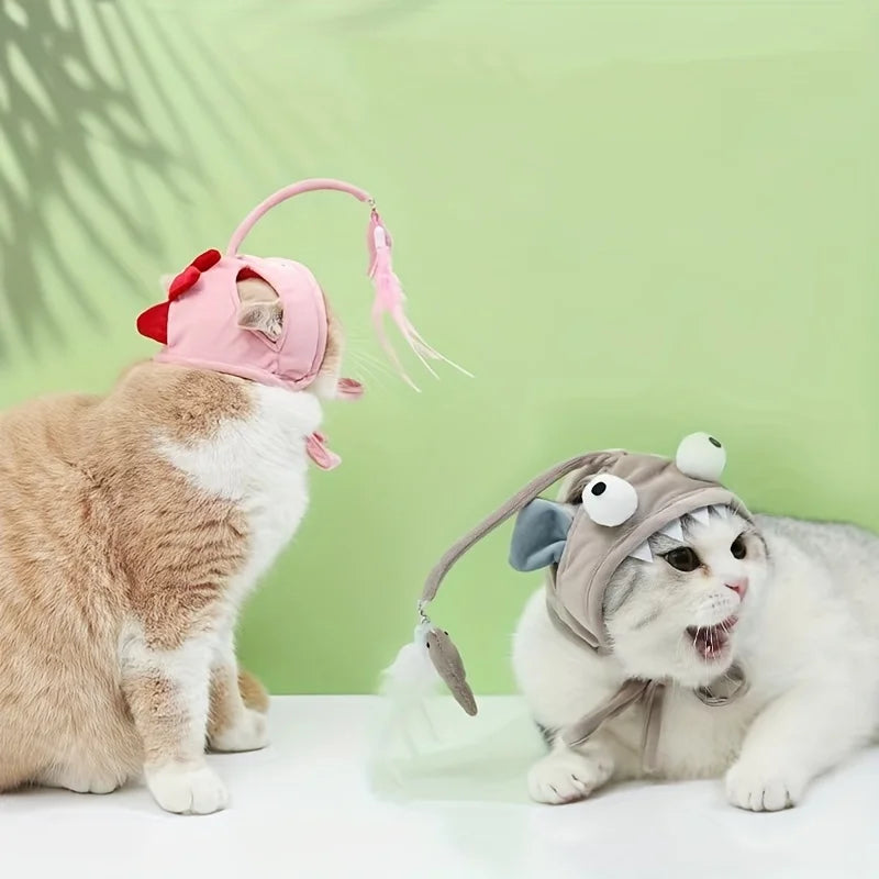 Adjustable Cat Headwear Teaser — Hands-Free Self-Chase Toy