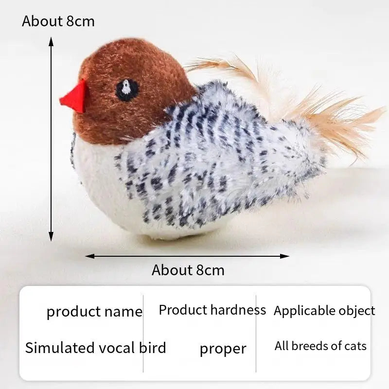 Flapping Wing Simulation Bird Cat Toy — Chirping Interactive Sparrow