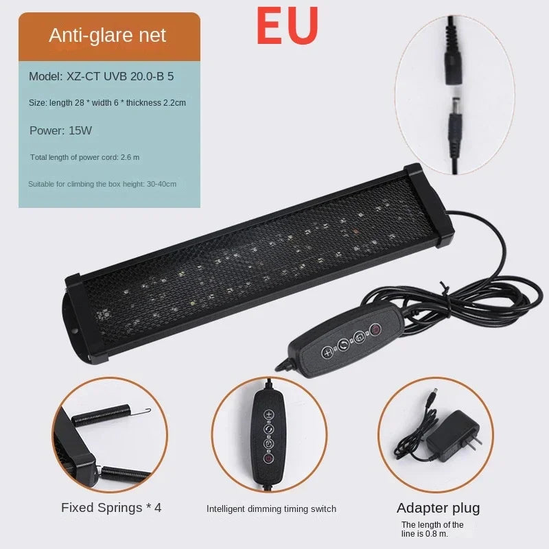 UVA+UVB Full Spectrum LED Reptile Light — 10.0/20.0 Sunbathing Lamp