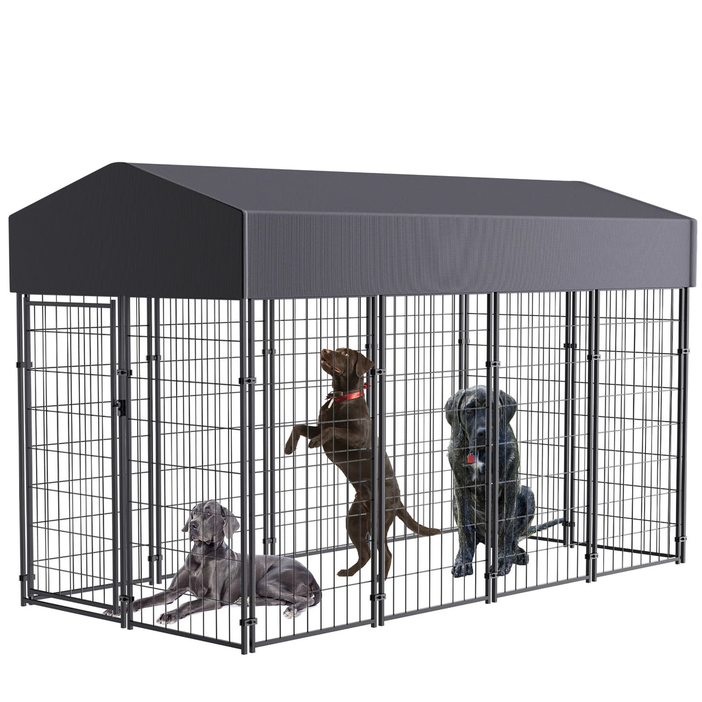Heavy-Duty Outdoor Dog Kennel with Roof & Cover