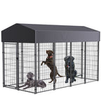 Heavy-Duty Outdoor Dog Kennel with Roof & Cover