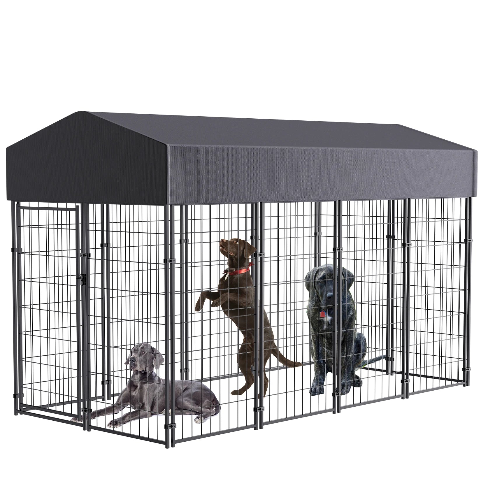 Heavy-Duty Outdoor Dog Kennel with Roof & Cover