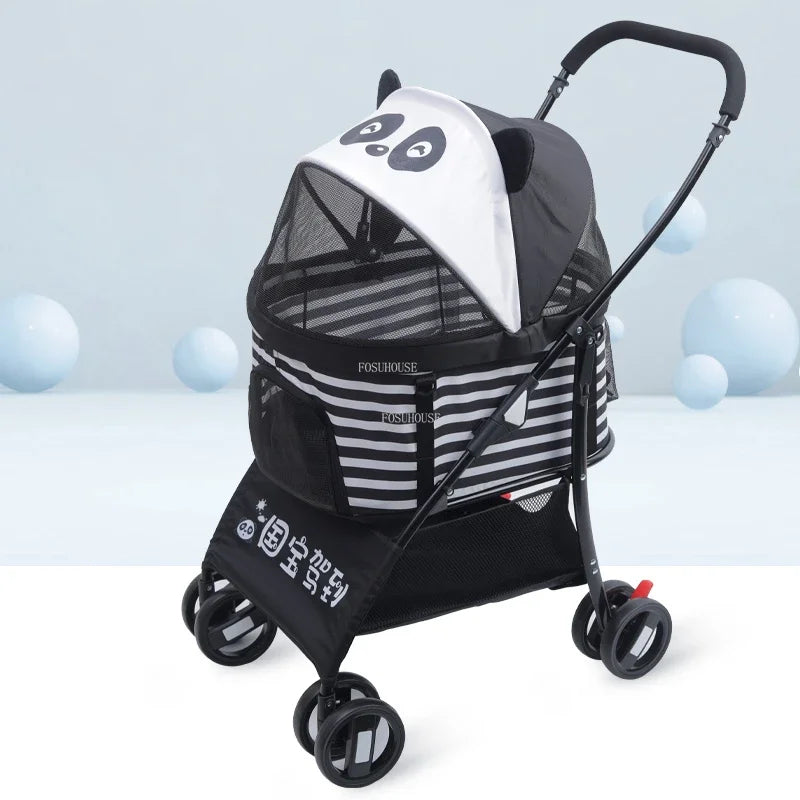 Separable Lightweight Foldable Pet Stroller Cart for Medium Dogs — Portable Outdoor Carrier