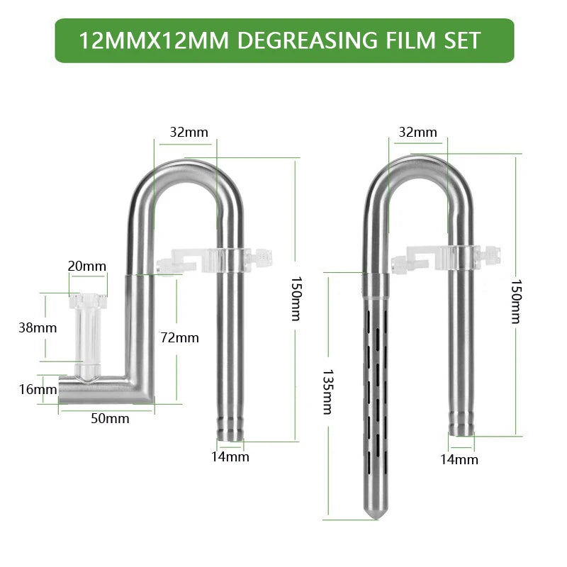 Stainless Steel Aquarium Lily Pipe & Oil Film Skimmer Set (WYIN Style)