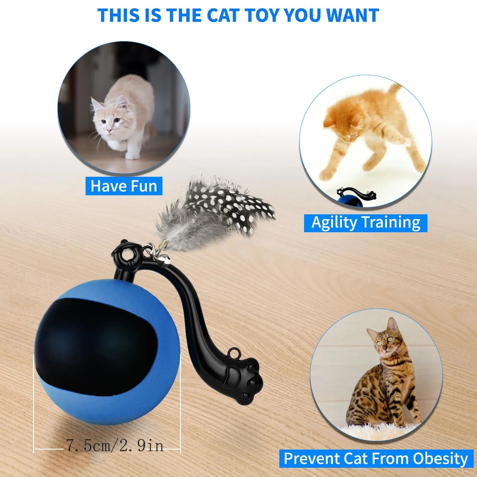 Rechargeable Automatic Electric Cat Ball Toy — Self-Rolling Boredom Buster