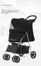 Easy-Fold Pet Travel Carriage Stroller for Small Dogs & Cats