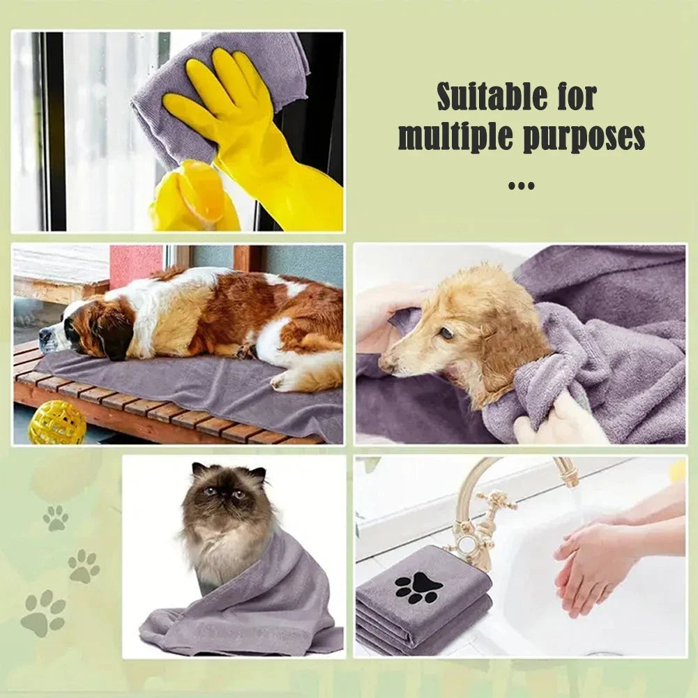 Embroidered Microfiber Pet Bath Towel — Soft, Quick-Drying, Two Sizes