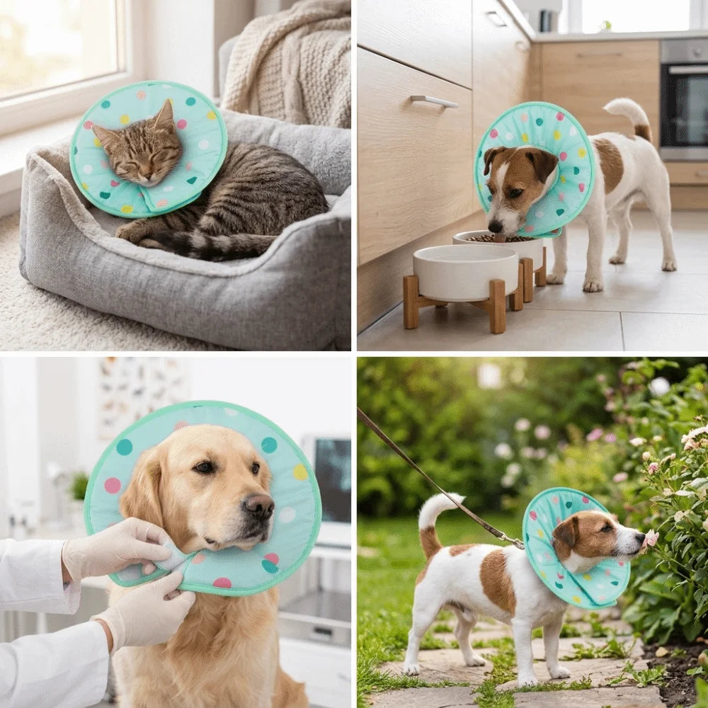 Soft Pet Recovery Collar Ring (Anti-Lick, Lightweight, Polka Dot)