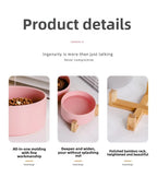 Elevated Ceramic Pet Bowl with Wood Stand