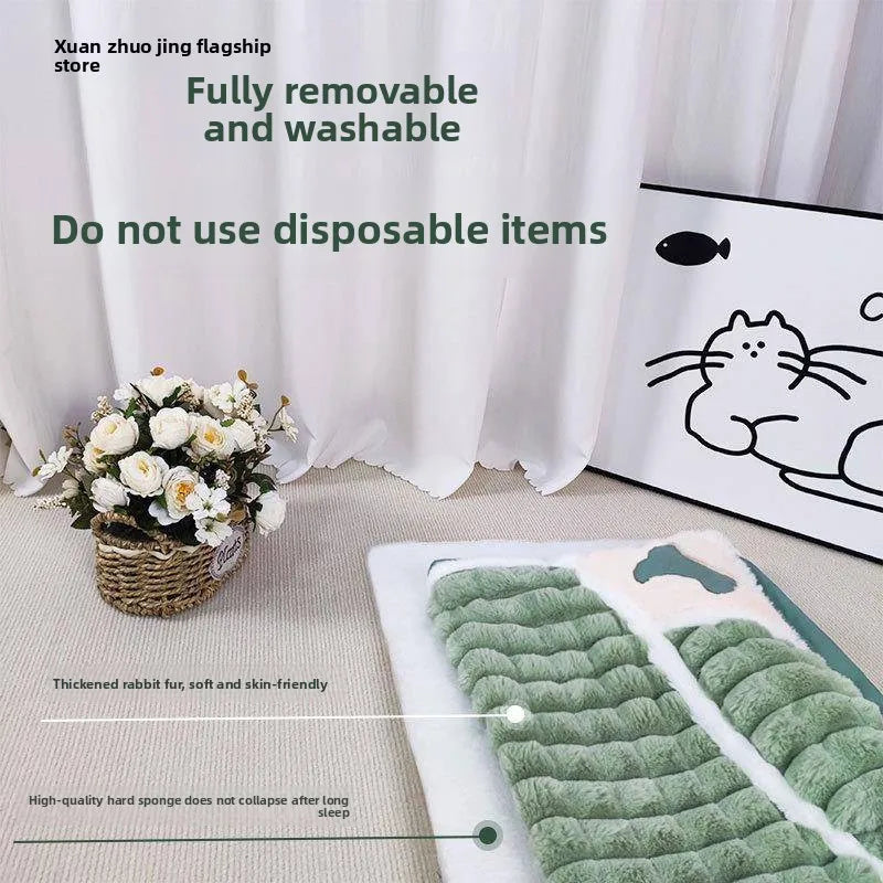 Faux Fur Pet Bed Mat with Detachable Washable Cover