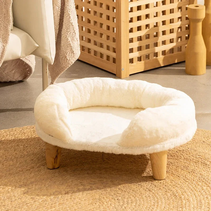 Plush Raised Pet Sofa Couch Bed with Anti-Slip Bottom