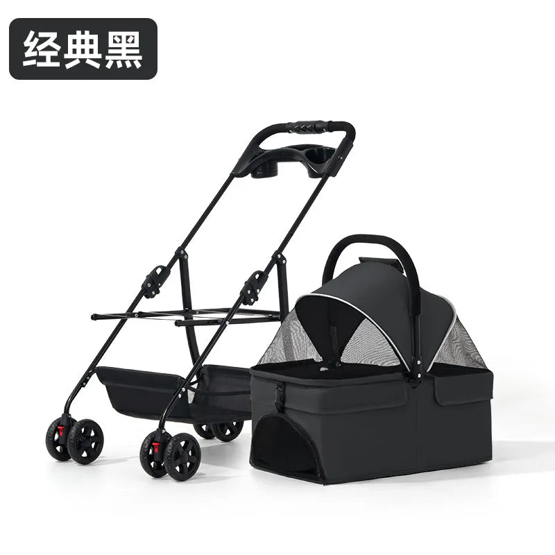 Outdoor Foldable Jogger Pet Stroller Trolley for Medium & Large Dogs & Cats — Large Capacity Travel Carrier
