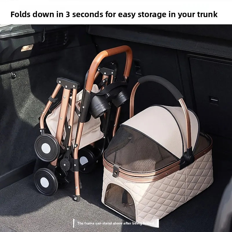 Small Pet Stroller Lightweight Foldable Outdoor Outing Cart for Dogs & Cats