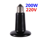 Black Ceramic Infrared Heat Bulb for Reptiles — No-Light Emitter, 110V/220V, 25W–200W