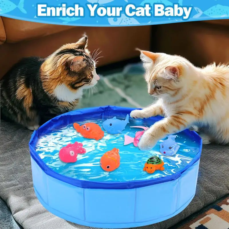 Portable Cat Pool Water Toy with Fish — Interactive Splash Toy for Indoor Cats