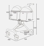 Foldable Detachable Double Pet Stroller for Two Dogs & Cats