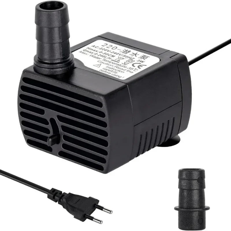 Submersible Aquarium Water Pump (3–25W, 220V & 110V, Multi-Size Fountain)