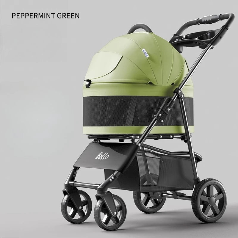 Ultra-Lightweight Foldable Pet Stroller with Detachable Carrier for Cats & Dogs