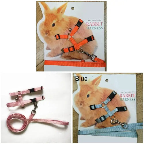 Soft Rabbit Harness & Leash Set — Adjustable Traction Rope with Bell
