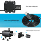 USB Brushless Submersible Aquarium Pump (DC5V, 4.8W, 300L/H, Ultra-Quiet)