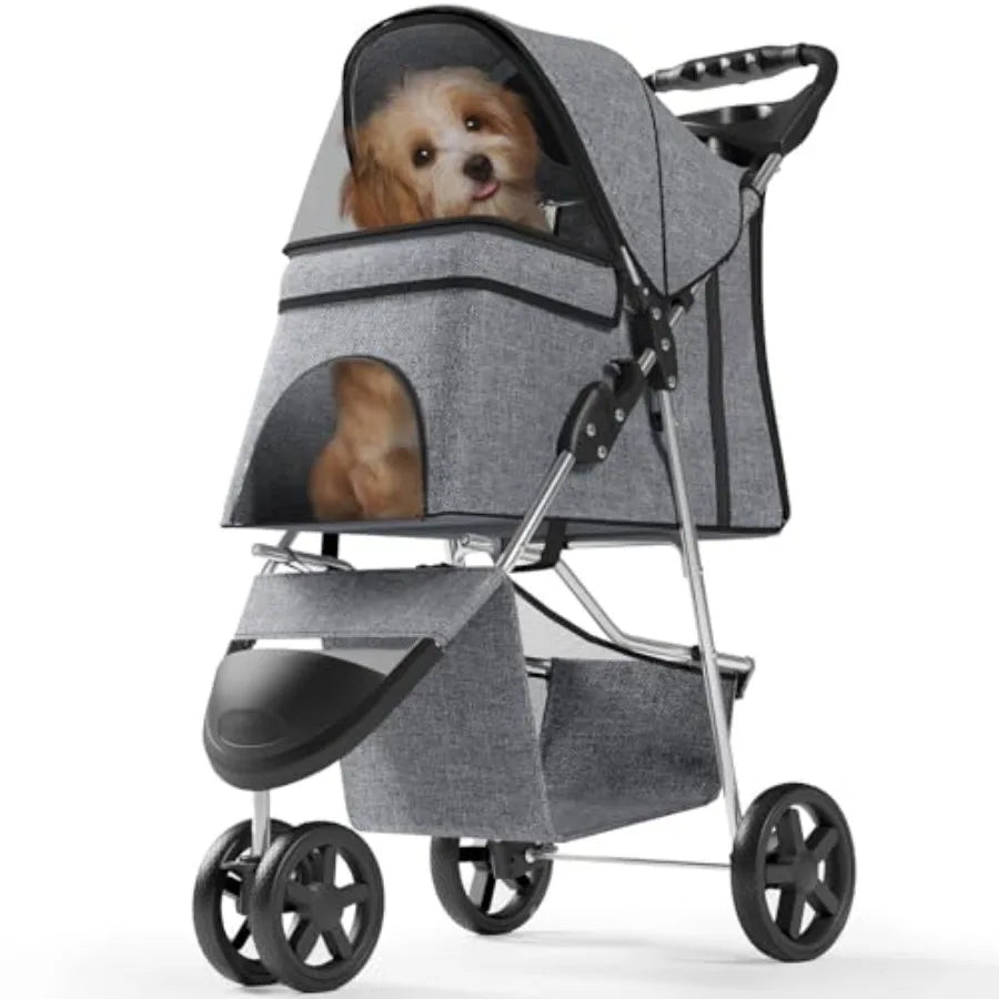 OS MOTOR 3-Wheel Portable Foldable Jogger Pet Stroller for Small & Medium Dogs, Cats & Puppies