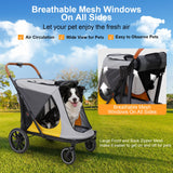 Large Foldable Pet Dog Stroller Rolling Dogs Cat Carrier for Senior Old Pet up to 42KG