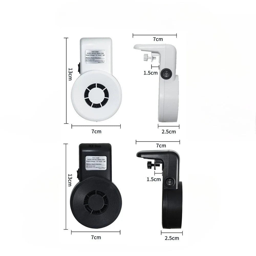 Mini USB Aquarium Cooling Fan (5V, 3W, Speed Regulation, Fish Tank Cooling)