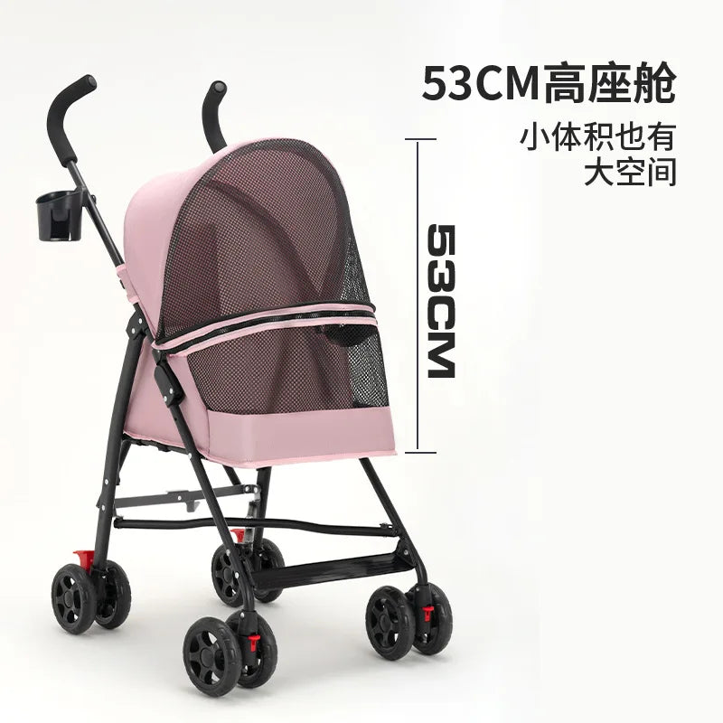 Lightweight Foldable Small Dog & Cat Stroller for Outdoor Activities