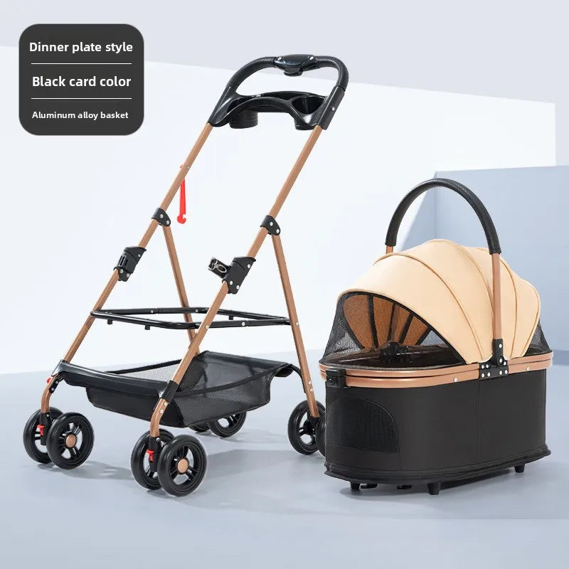Lightweight Foldable Pet Stroller Cart for Dogs & Cats — Versatile Outdoor Travel Dog & Cat Stroller