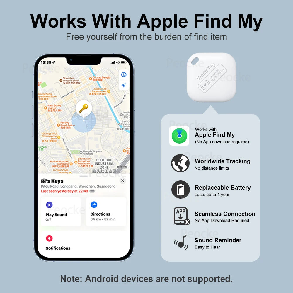 Mini Apple Find My Pet Tracker for Cats, Dogs, Bags & Keys